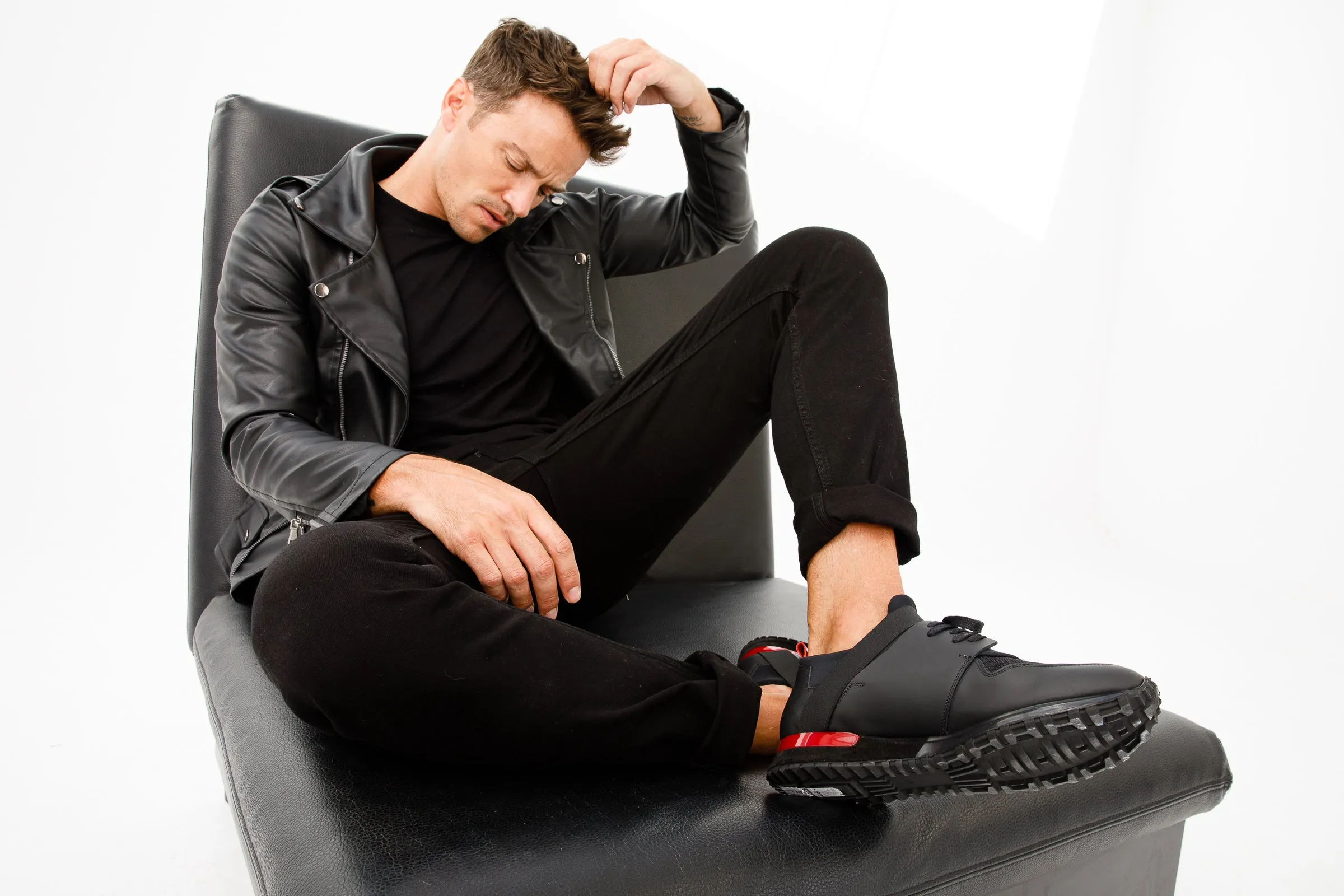 The Reno Black & Red Leather Men  Sneaker Final Sale!