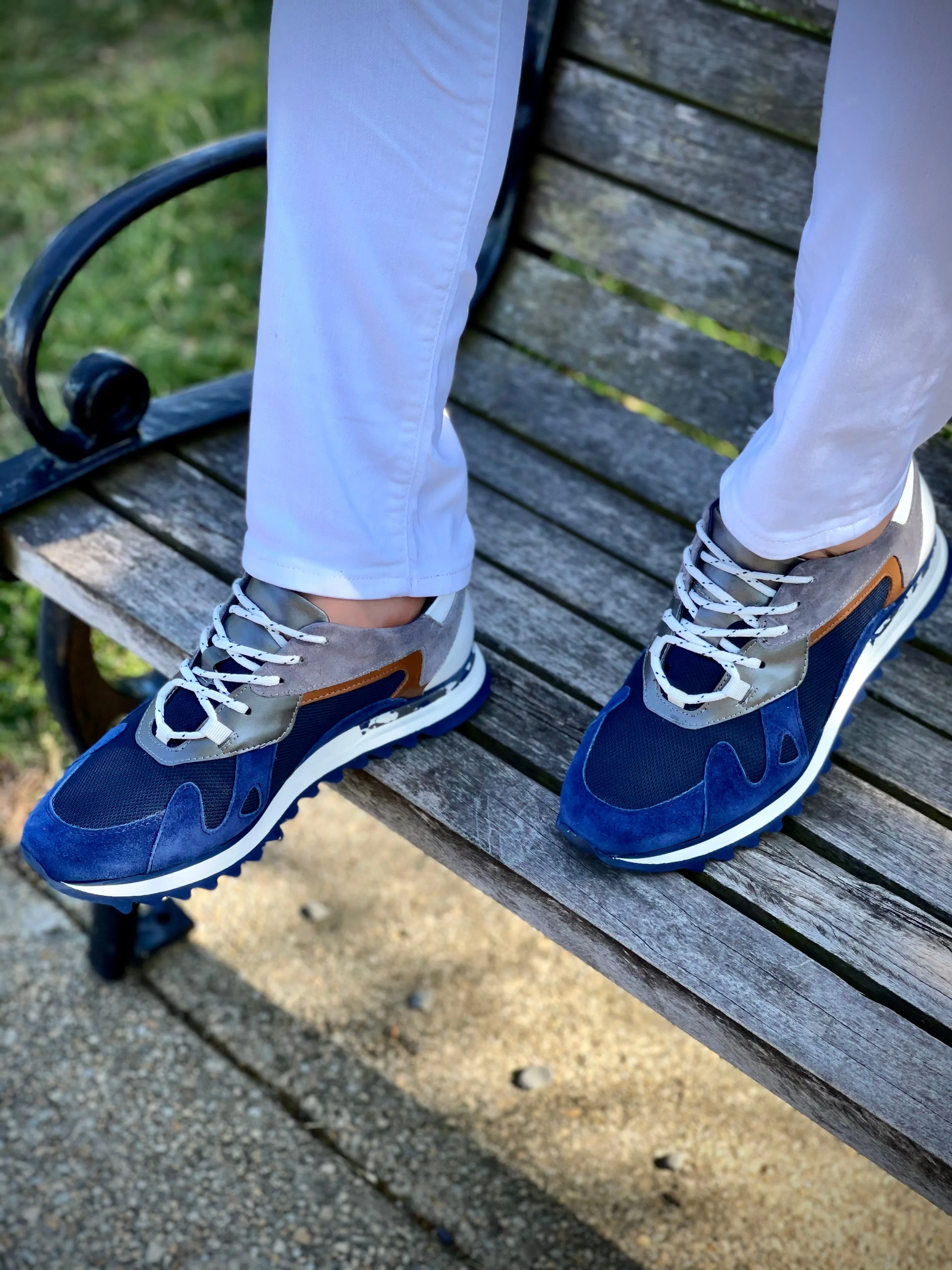 The Tyler Blue Leather Men Sneaker