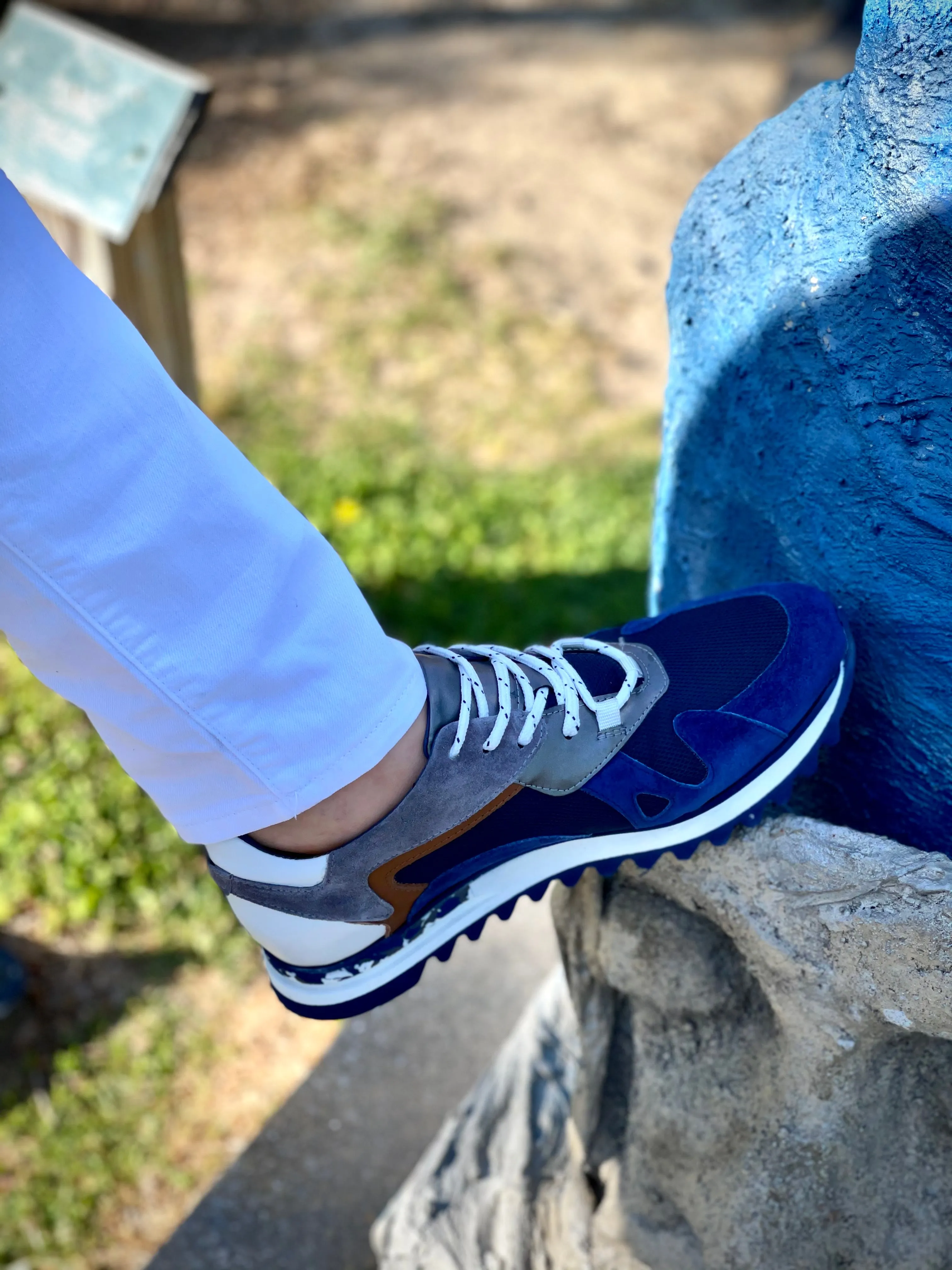 The Tyler Blue Leather Men Sneaker