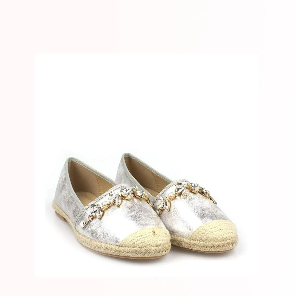 TORI Espadrille Metallic With Gems