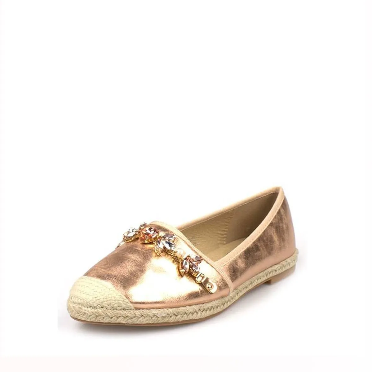 TORI Espadrille Metallic With Gems