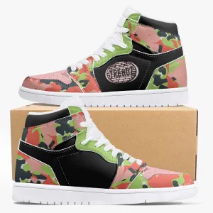 TREADZ 10 TOES DOWN UNITY OVER DIVISION AKA PINK AND GREEN CAMO HIGH TOP LEATHER SNEAKER