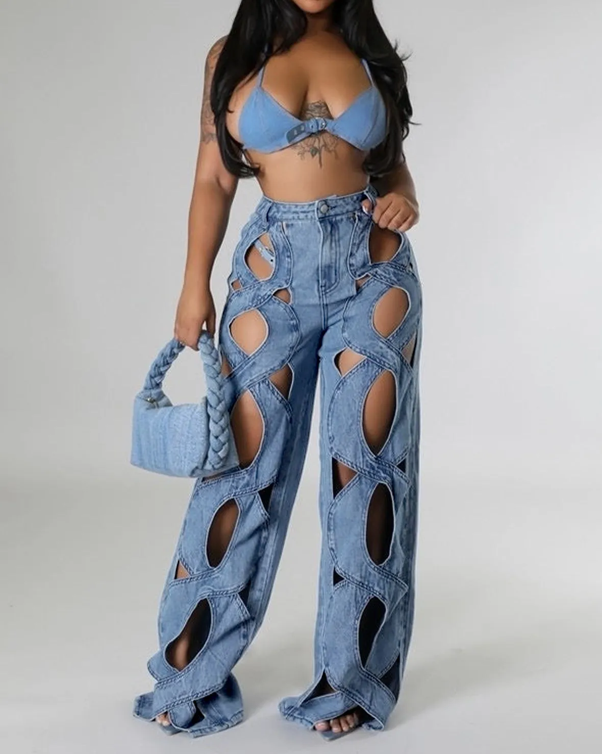 Twist Hollow Wide Leg Pants