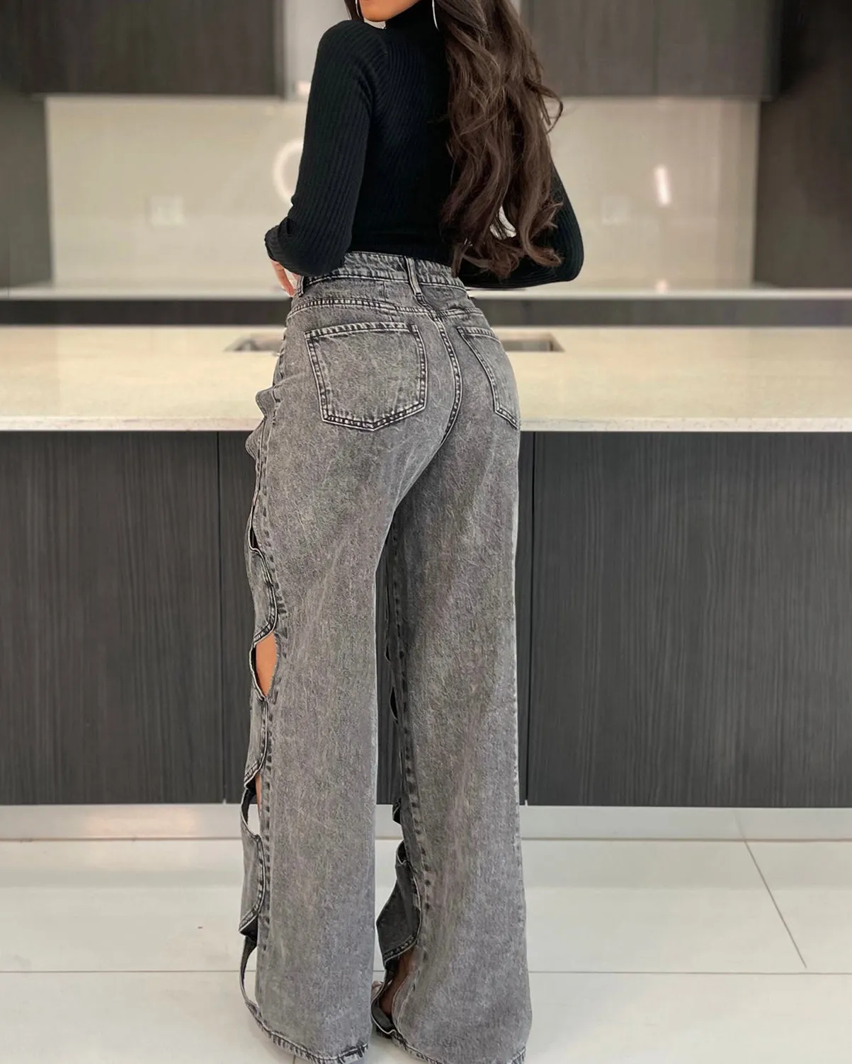 Twist Hollow Wide Leg Pants