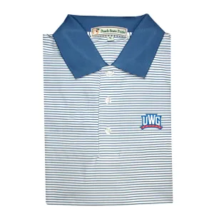 UWG Navy & White Dogwood Stripe Performance Polo - Knit Collar