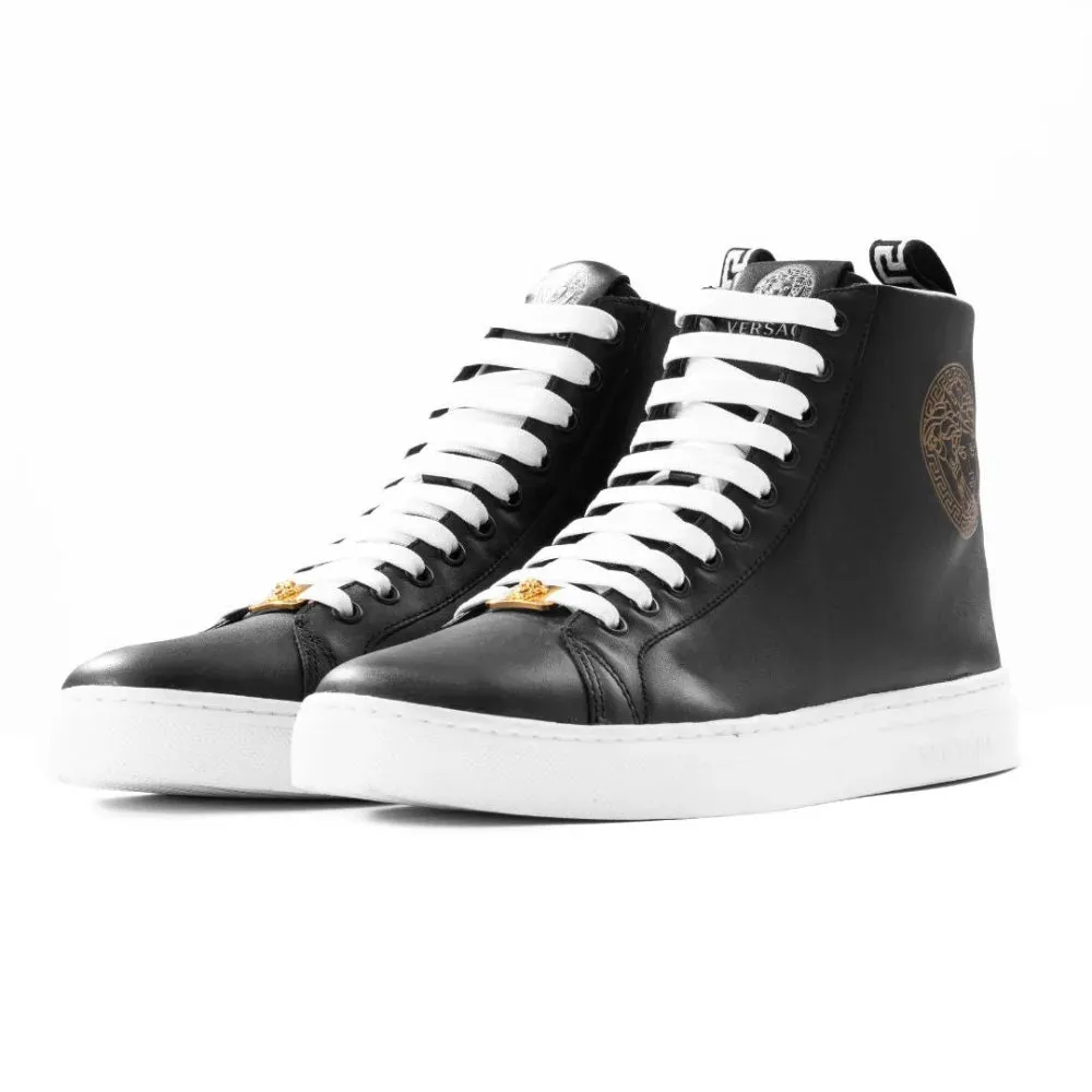 VERSACE Medusa Logo High-Top Boots - BLKWHT