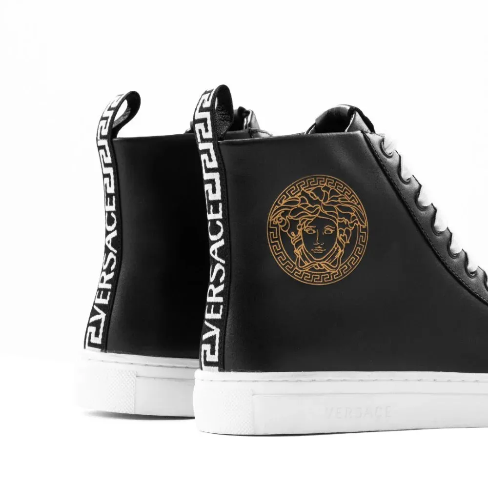 VERSACE Medusa Logo High-Top Boots - BLKWHT