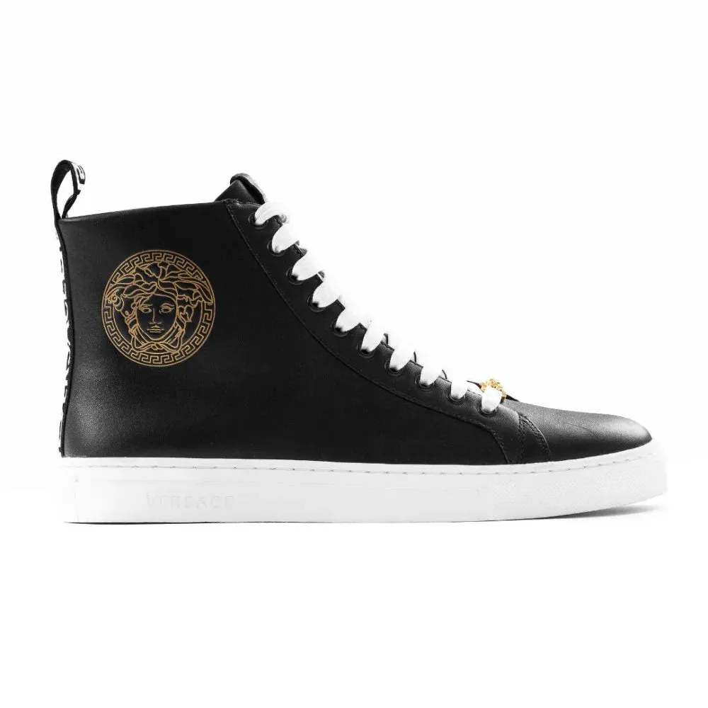 VERSACE Medusa Logo High-Top Boots - BLKWHT