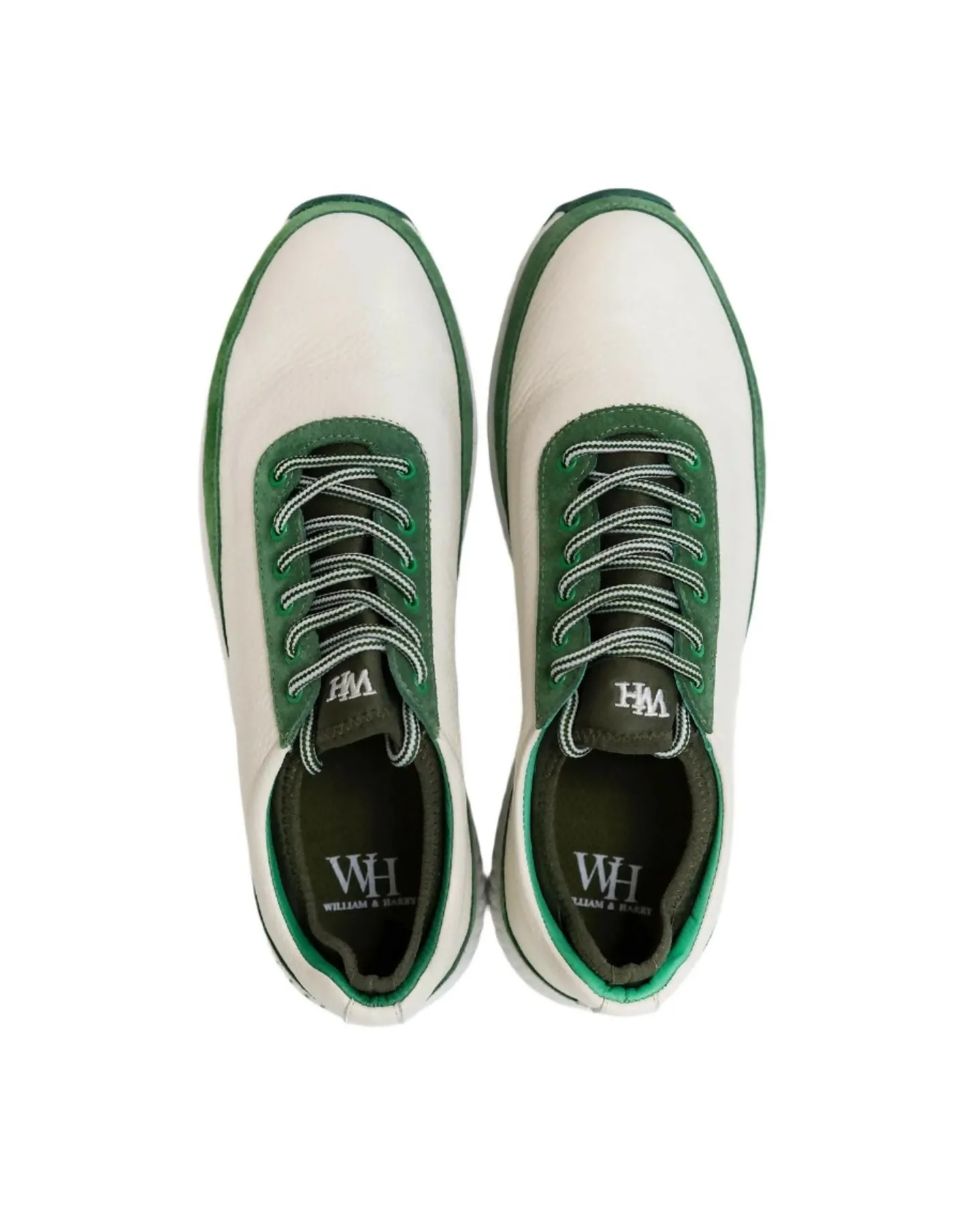 W&H Suede Green/White - Original Design Signature Golf Shoes for Men