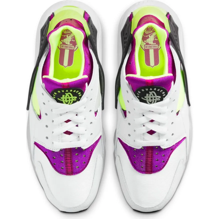 WMNS Nike Air Huarache-WHITE/NEON YELLOW-MAGENTA-BLACK