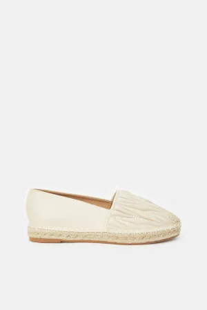 Women Beige Quilt Espadrille