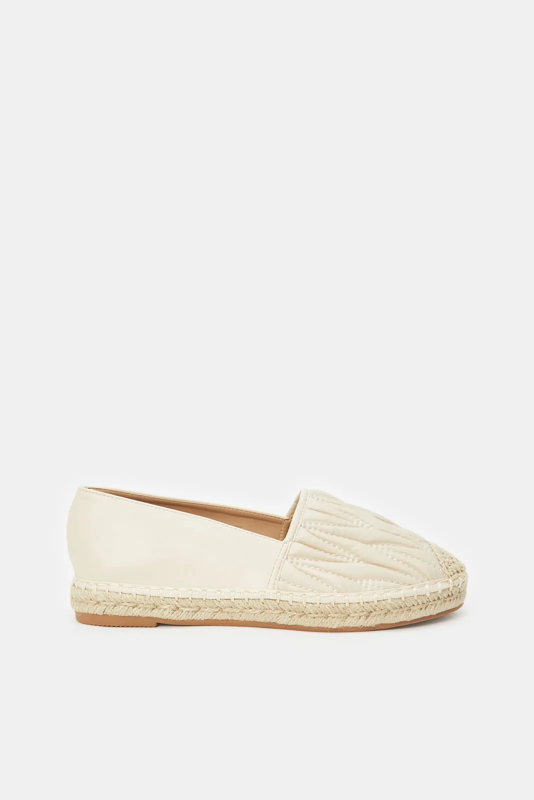 Women Beige Quilt Espadrille