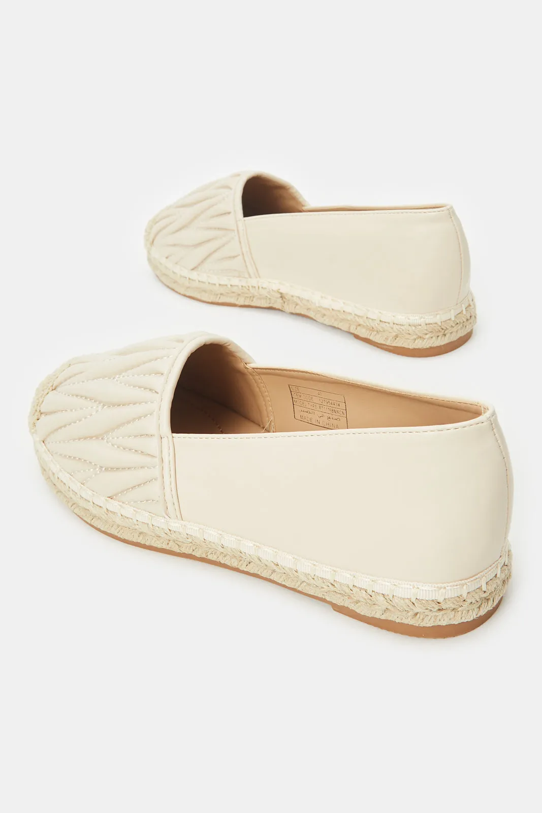 Women Beige Quilt Espadrille