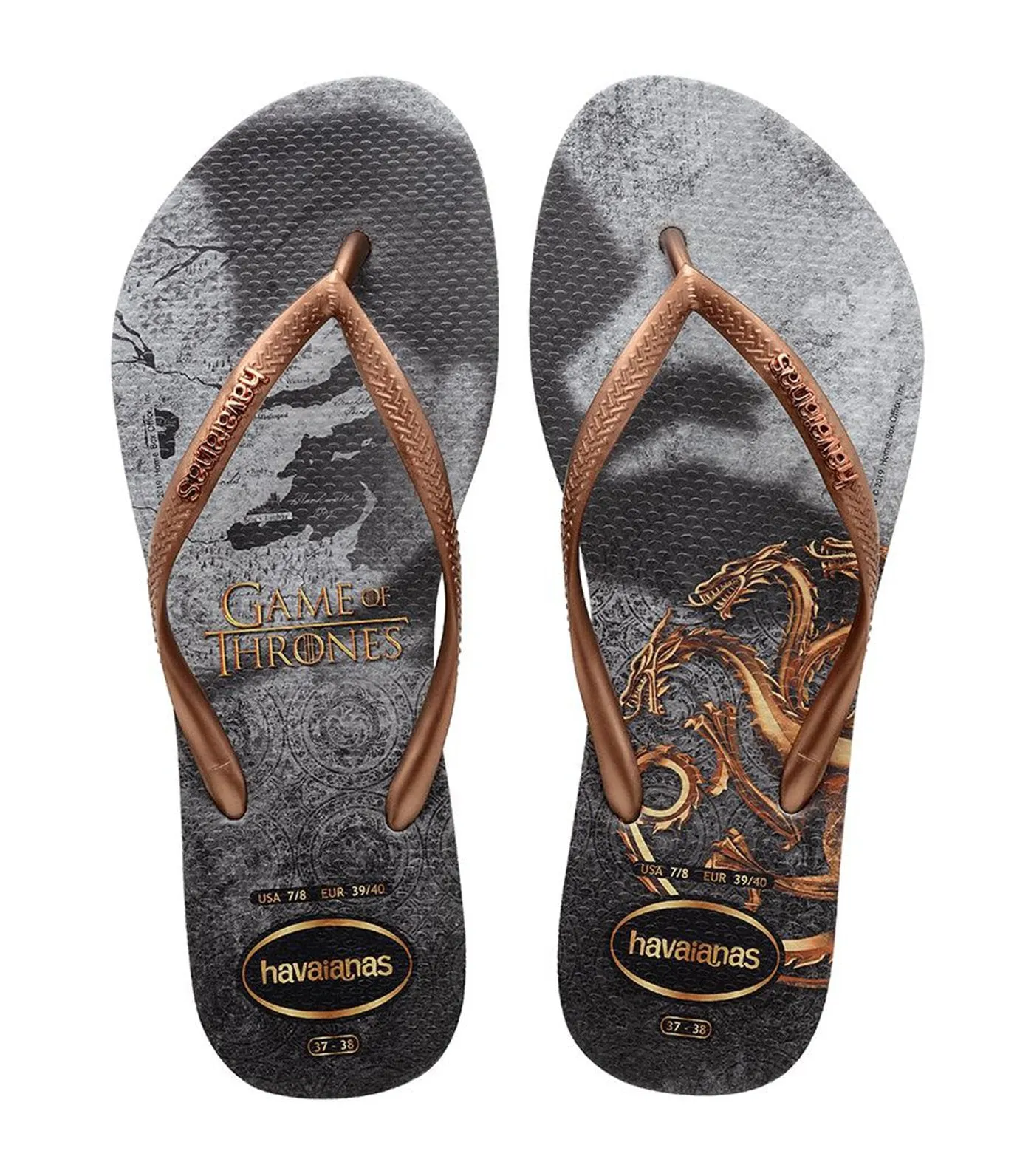 Women's Slim Game of Thrones Flip Flops - Ice Gray and Copper