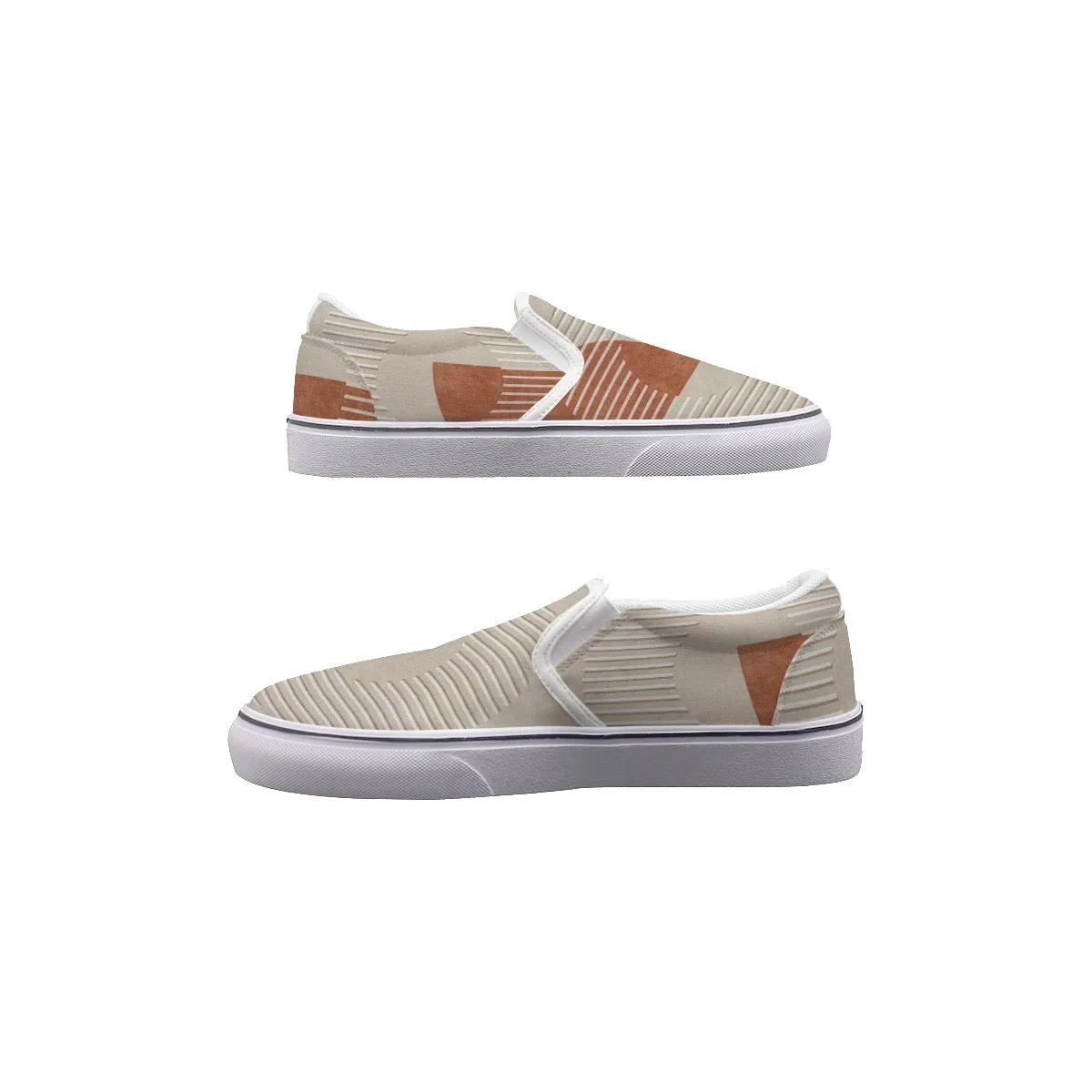 Women's Slip On Sneakers 113 beige abstract , print