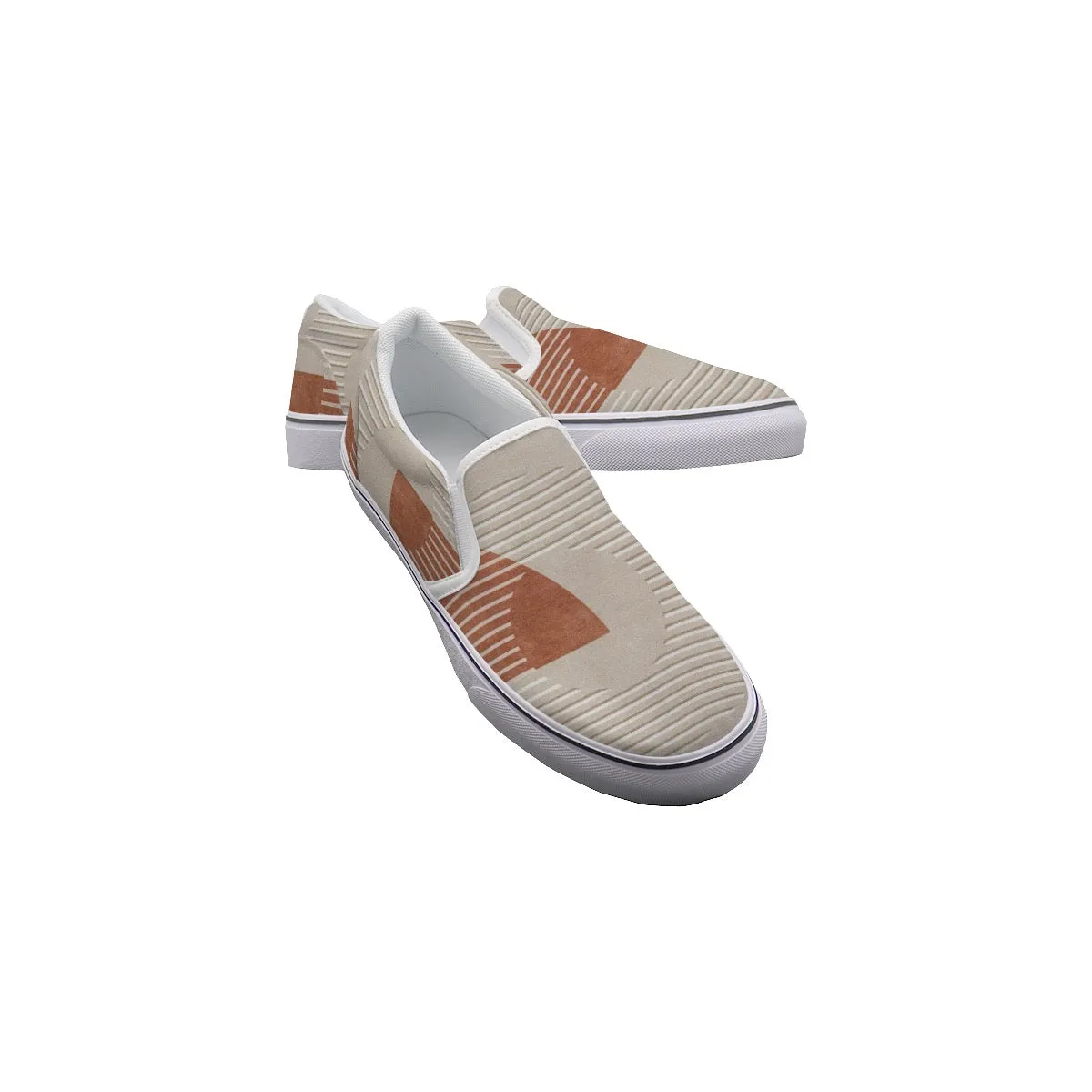 Women's Slip On Sneakers 113 beige abstract , print