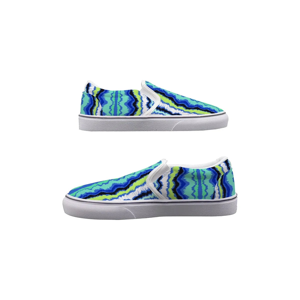 Women's Slip On Sneakers blue/green abstract print