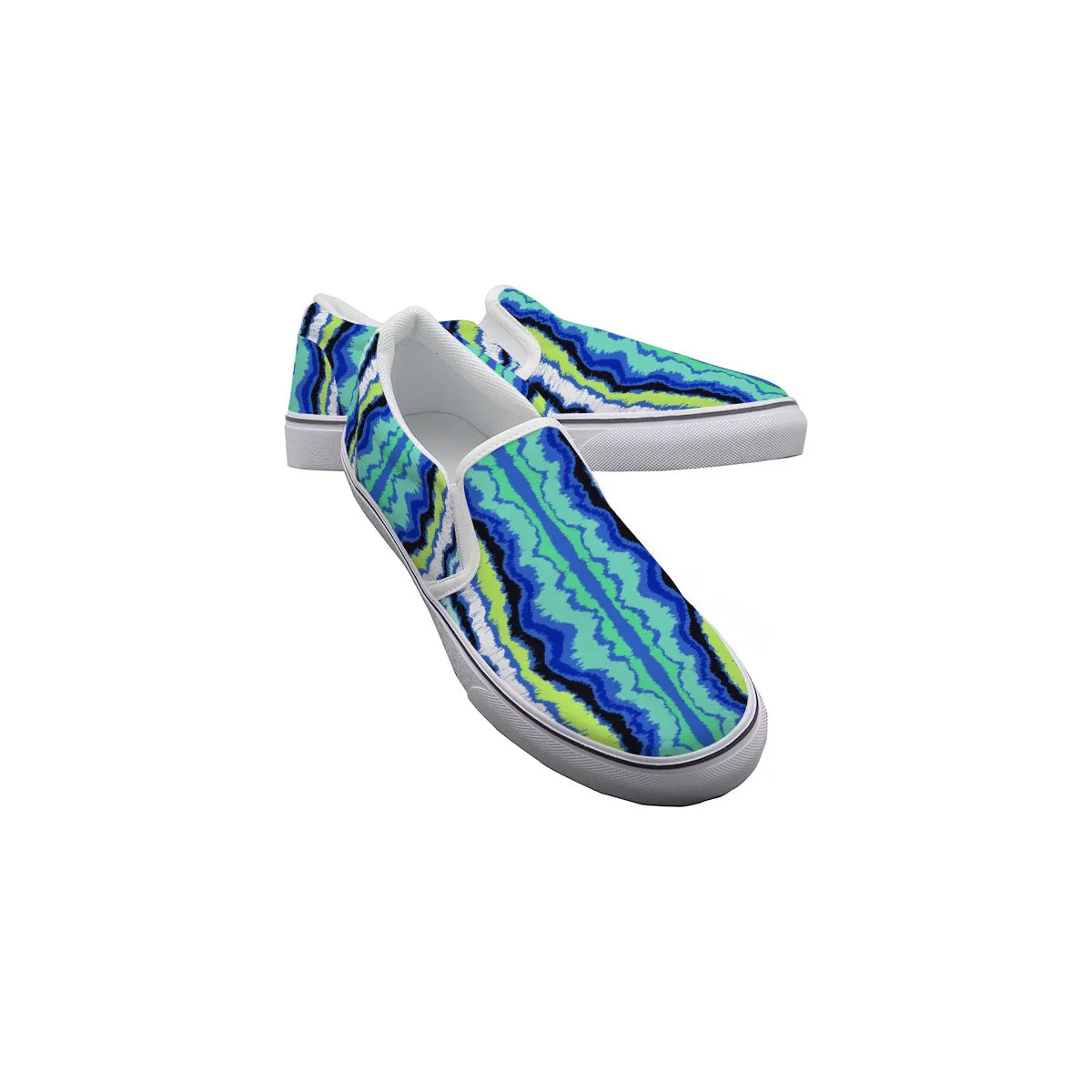 Women's Slip On Sneakers blue/green abstract print